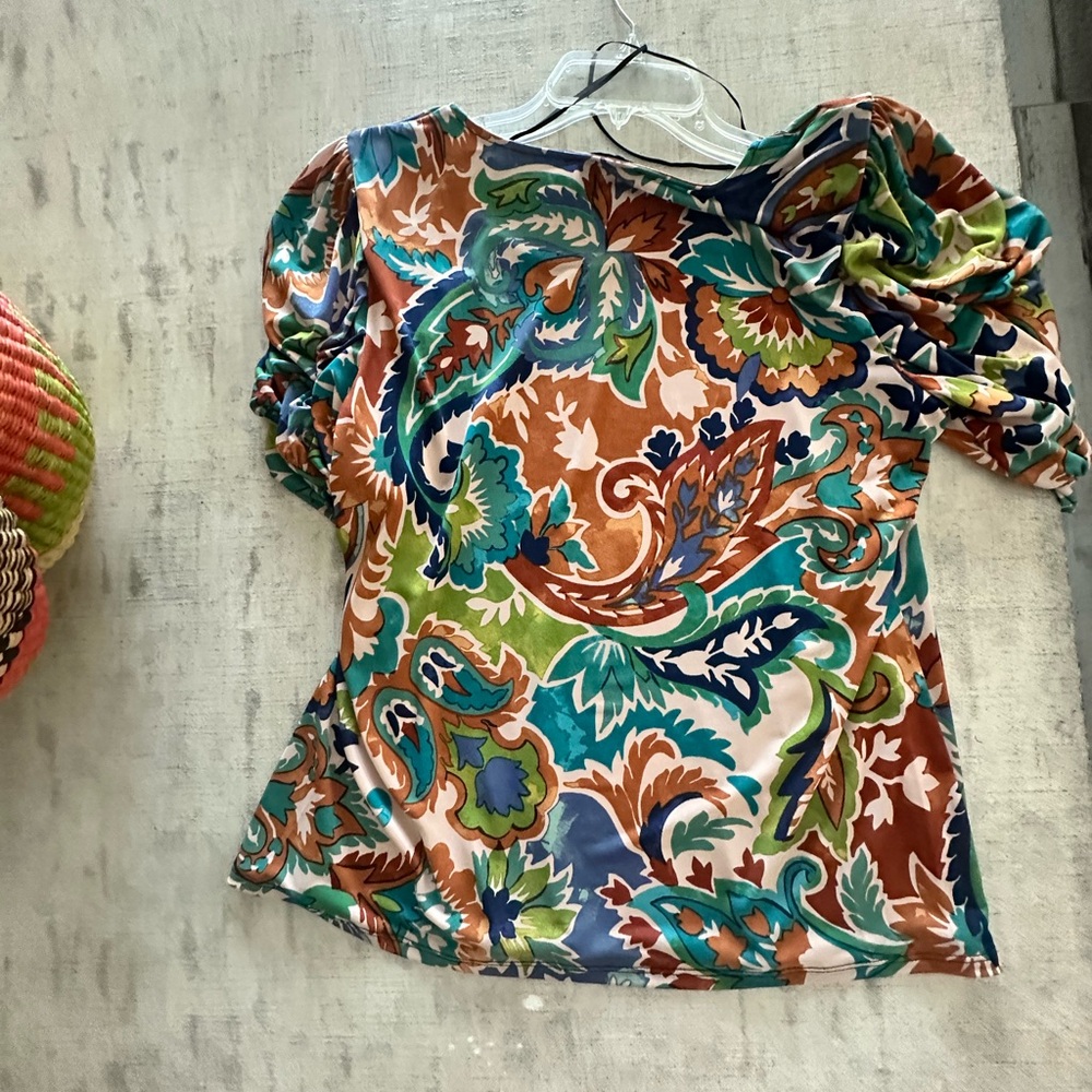 CeCe Multicolor Paisley Blouse - Picture 3 of 4
